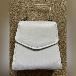 Unbranded Vintage white Clutch with Acrylic Handle.